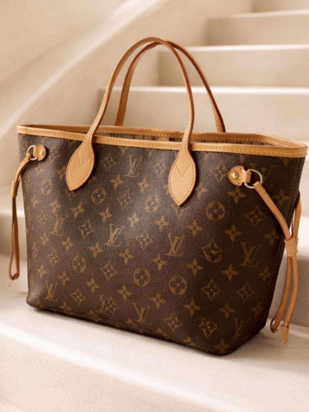 Authentic  Louis Vuitton Monogram Never Full MM Shoulder Bag.